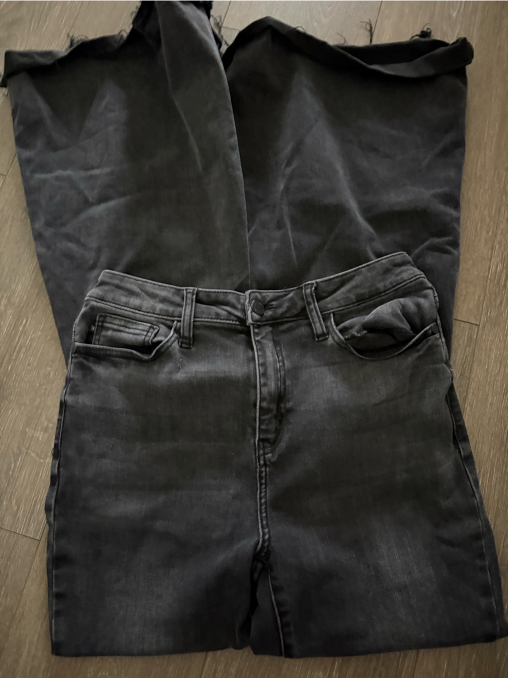 Judy Blue Super Flare Bell Bottom Jeans, Black, Raw Hem , Boho